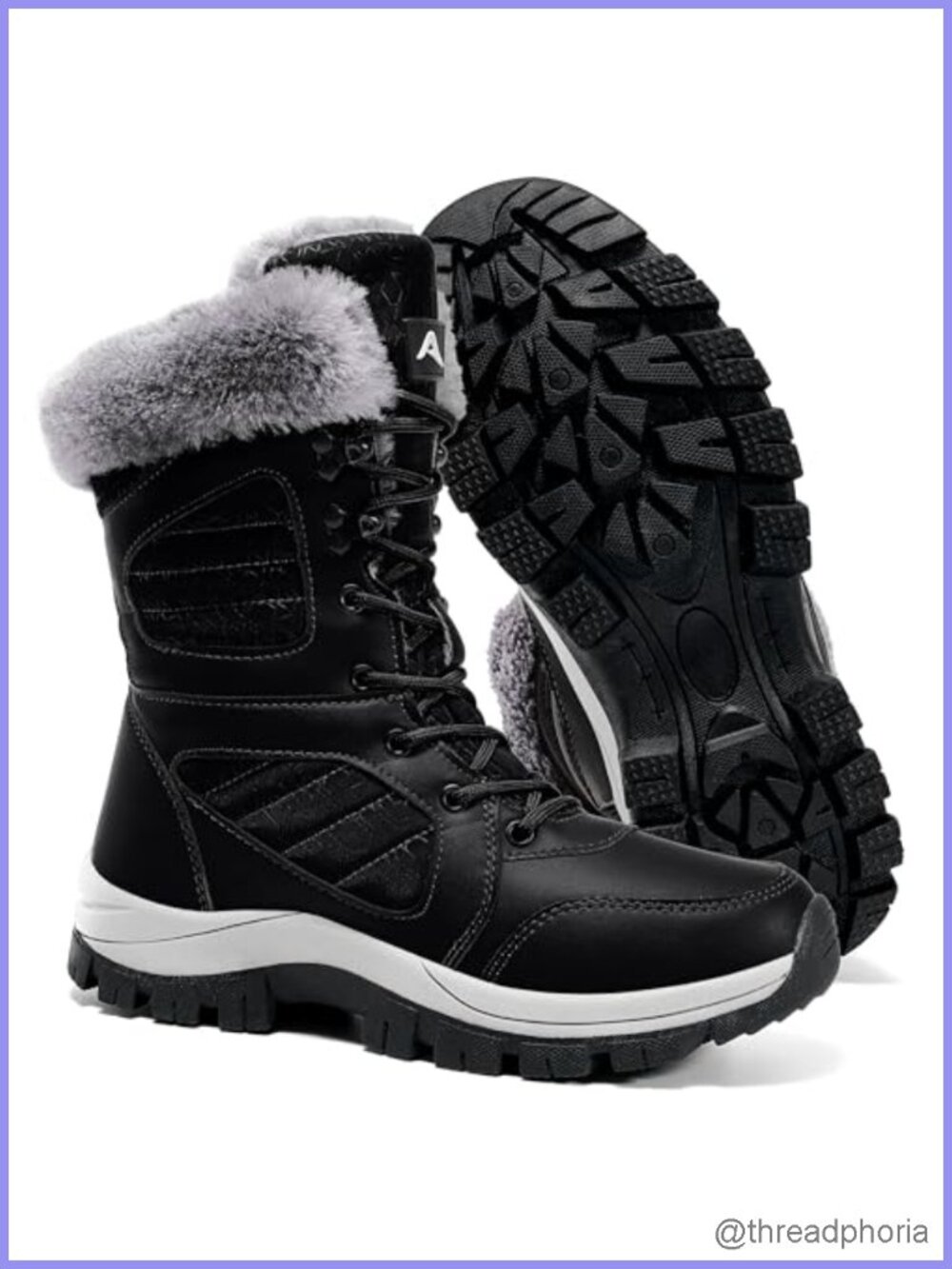 Women's Waterproof Faux Leather Winter Snow Boots Faux Fur Lined Non Slip Mid